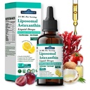 Liposomal Astaxanthin 24mg נוזל טיפות, 11-in-1 Antioxidant עם שמן MCT, Lycopene & אורגני קוקוס שמן, פרי מיקרולגה מקור, תומך בריאות משותפת עין עור עבור נשים וגברים, לימון פלברס