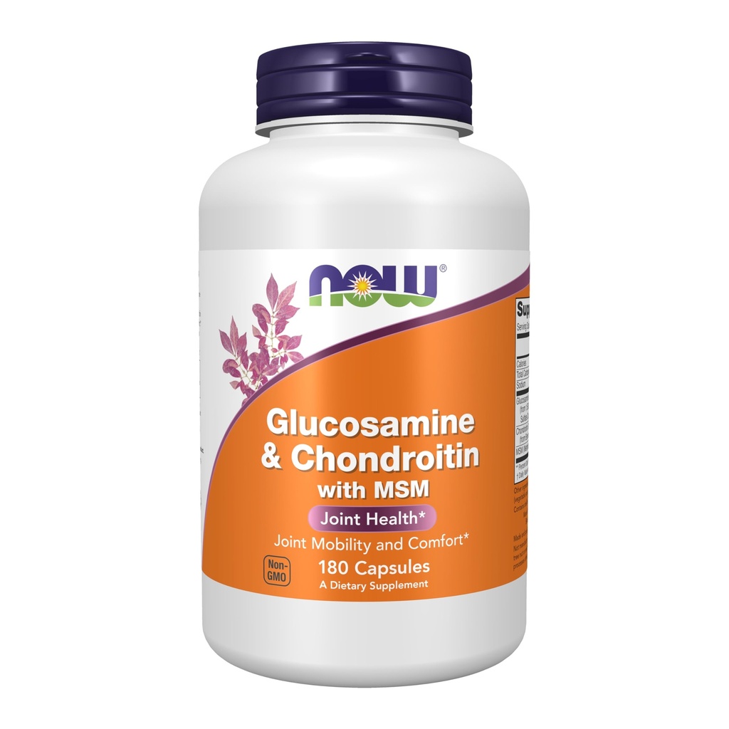 עכשיו תוספי מזון, Glucosamine & Chondroitin עם MSM, בריאות משותפת, ניידות ונוחות *, 180 קפסולות Veg