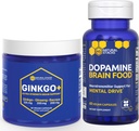 NATURAL STACKS Genekgo Biloba + Dopamine Brain Food Bundle - תומך ב- Focus & Mental Drive - 120 קפסולות מוחלטות