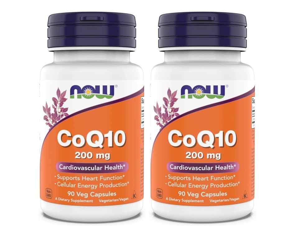 עכשיו תוספי מזון - CoQ10 (Coenzyme Q10) 200 מ"ג, תומך Cardiovascular Health *, כשר, טבעוני 90 קפסולות צמחוניות (Pack of 2)