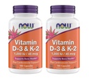 עכשיו תוספי ויטמין D3 K2, 1,000 IU / 45 mcg, Cardiovascular תמיכה, תמיכה בריאות העצם, 180 קפסולות צמחוניות - טבעוני, Gluten חינם, כשר ויטמין D3 ו K2 תוספי (2)