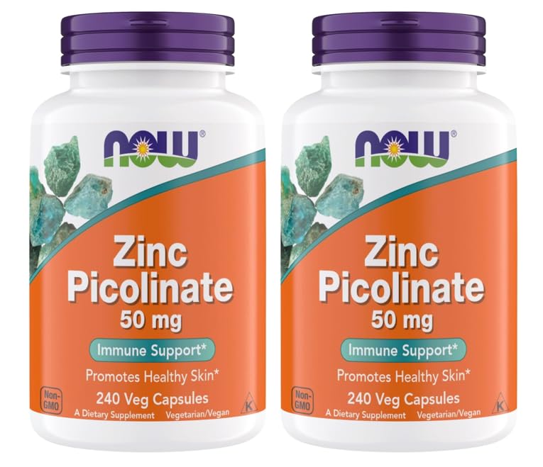 עכשיו תוספים, Zinc Picolinate 50 מ"ג, תומך פונקציות Enzyme, תמיכה החיסון, non-GMO, כשר, מתאים טבעונים - 240 קפסולות צמחוניות (Pack of 2)