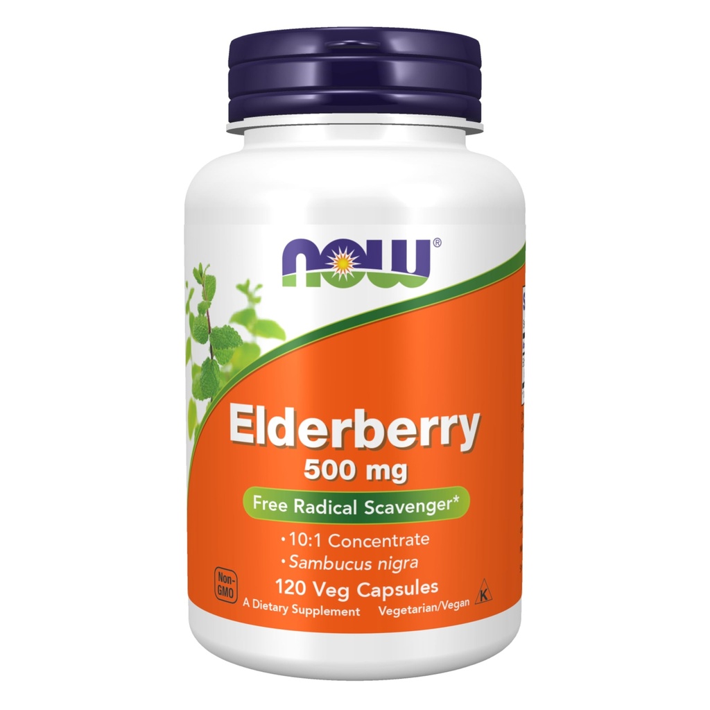 Now Foods Supplements, Elderberry (Sambucus Nigra)500 מ"ג, 10:1 ריכוז, 120 קפסולות Veg