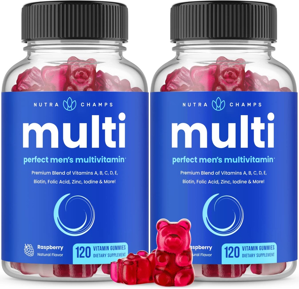 NutraChamps Multivitamin עבור גברים, 240 הרוזן, ויטמינים A, B, C, E, Biotin, Zinc, Mens Gummy Multivitamins, Chewable Daily Gummy ויטמינים עבור גברים (Pack of 2)