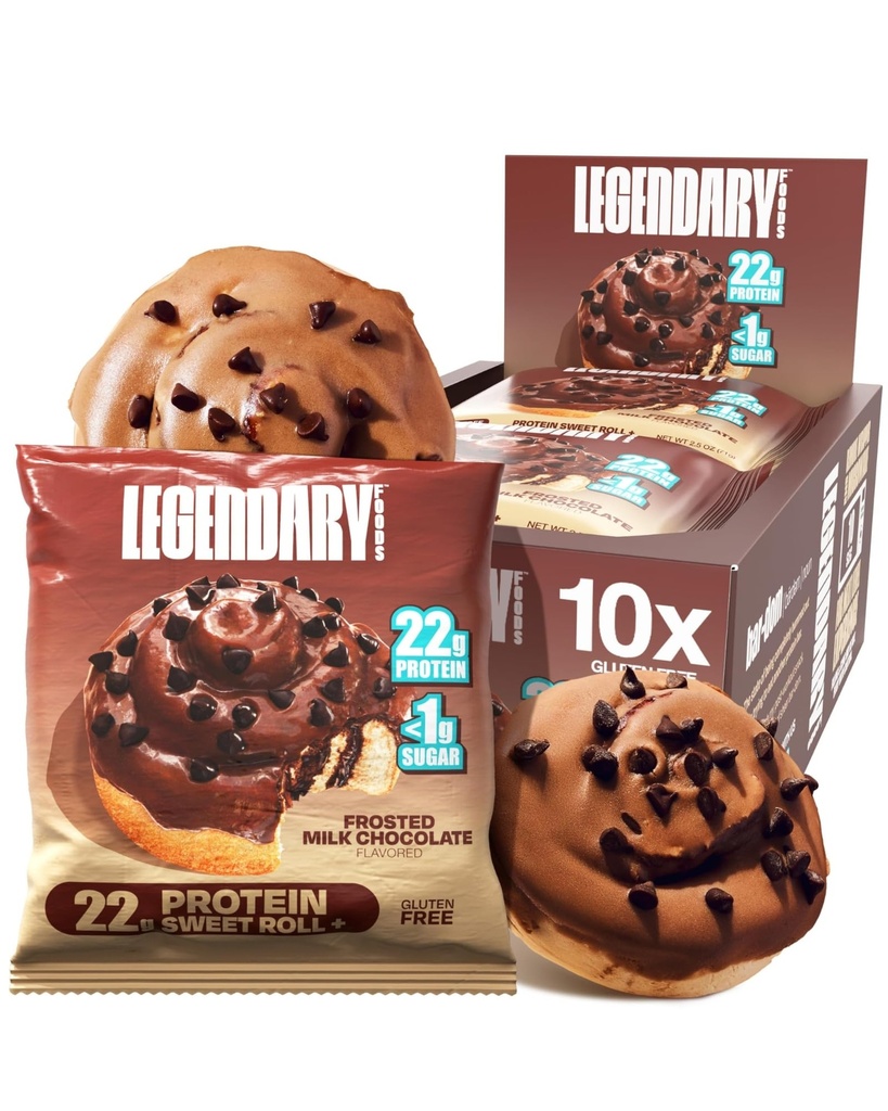 מזונות האגדיים Cinnamon Roll 22g חלבונים Bars - Gluten-Free, Low Carb Meal Option - Sweet Zero Sugar חטיף, Keto-Friendly - 10Pack גבוה חלבון מוקדם או פוסט-Workout Nutrition Bars - חלב שוקולד שוקולד חלב