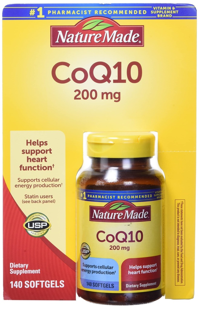 Nature Made CoQ10, Softgels מסייע לתמוך בתפקוד הלב ובייצור אנרגיה סלולרית, Unflavored, 200 מ"ג, 140 Count