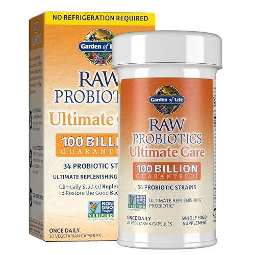 Garden of Life Raw Probiotics for Women and Men Ultimate Care 100 Billion CFU Shelf Stable & Zinc Supplements 30mg High Potency Raw Zinc and Vitamin C Multimineral Supplement