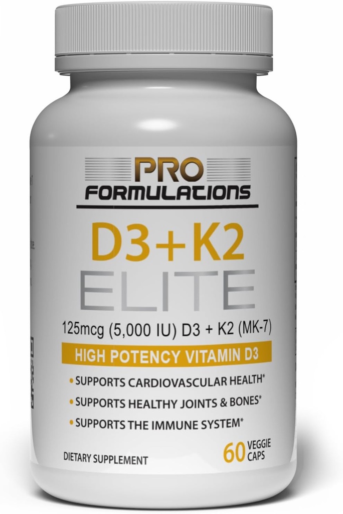 Pro Formulations MD D3 + K2 Elite - ויטמין D3 + ויטמין K2 - 60 יום אספקה - High-Potency, bioavailable MK-7