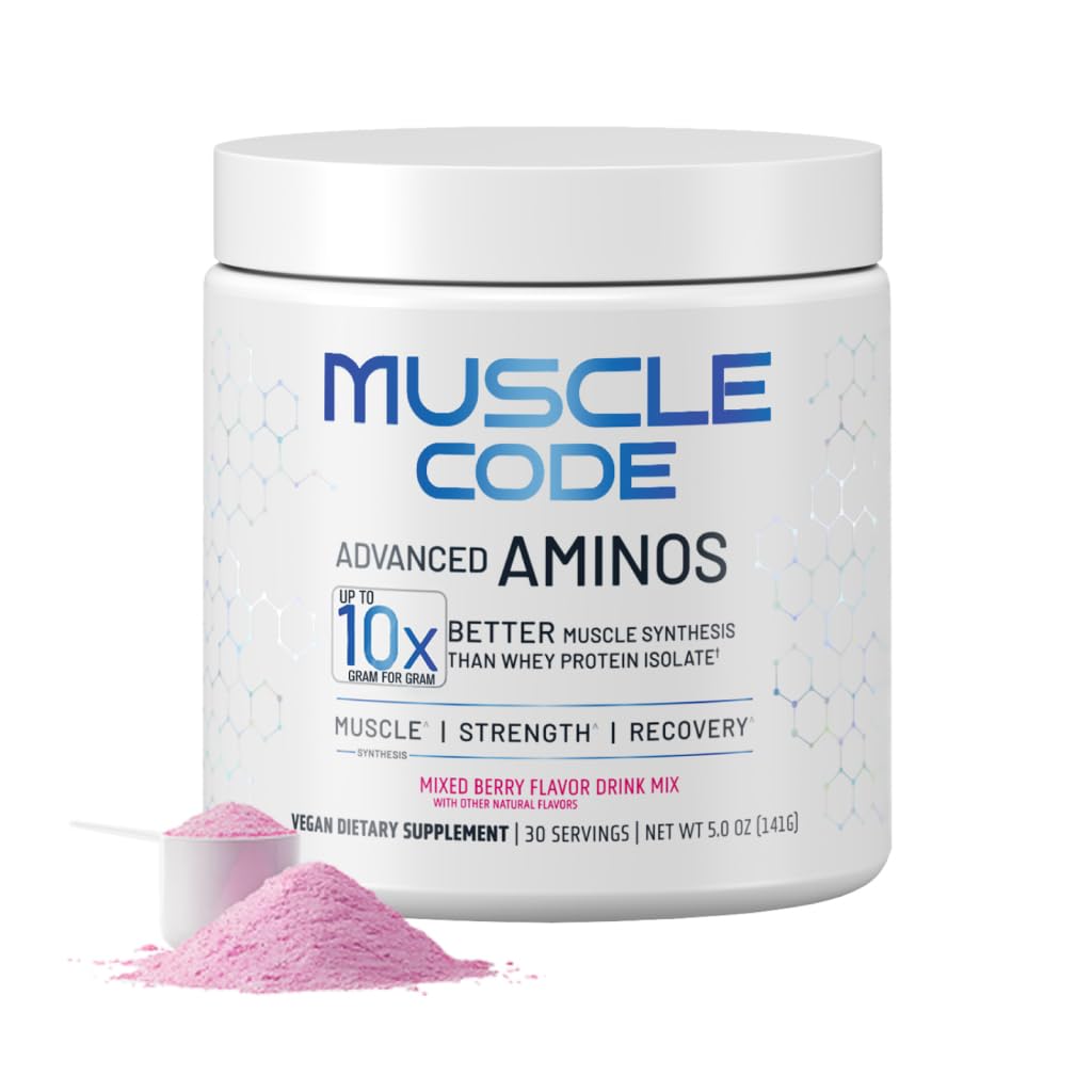 NAUTILUS שרירים קוד חיוני Amino Acid אבקת שריר Synthesis & תיקון & כוח טבעי מעורב ברי פלאפור - 30 משרתים קלינית למד 0g סוכר, Keto, טבעוני, Gluten חינם, חלב חינם, חינם