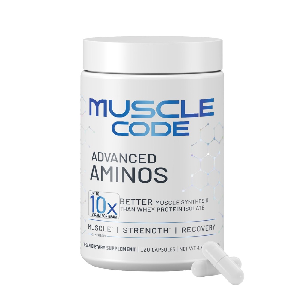 NAUTILUS שריר קוד חיוני Amino Acid כמוסות - שריר Synthesis & תיקון & כוח - Unflavored - 30 משרתים - קלינית למד - 0g סוכר, Keto, טבעוני, Gluten חינם, חלב חינם, חלב חינם