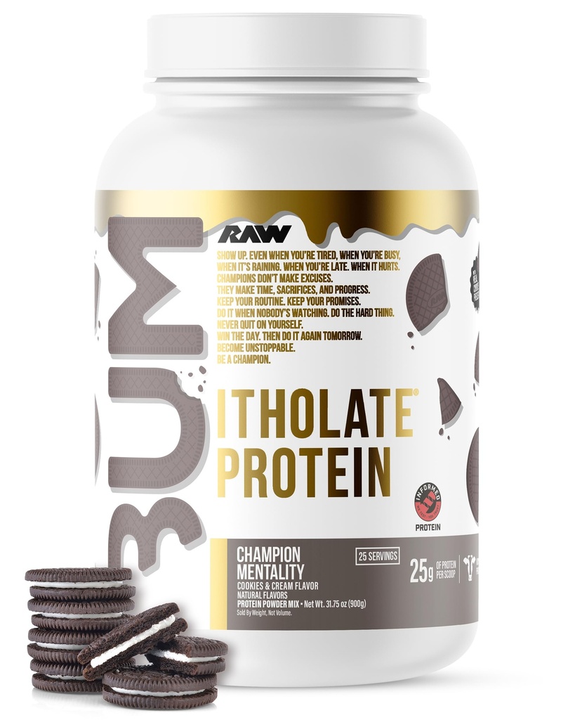 RAWhey Isolate אבקת חלבון, קובצי Cookie & Cream (CBUM Itholate Protein) - אבקת תזונה ספורט עבור צמיחה ושיקום - נמוך-Fat, נמוך פחמימות - 25 משרתים