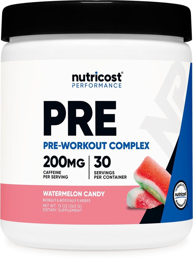 אבקת מזון Pre-Workout (Watermelon Candy) 30 משרתים - GMO-Free, Gluten-Free, Vegetarian