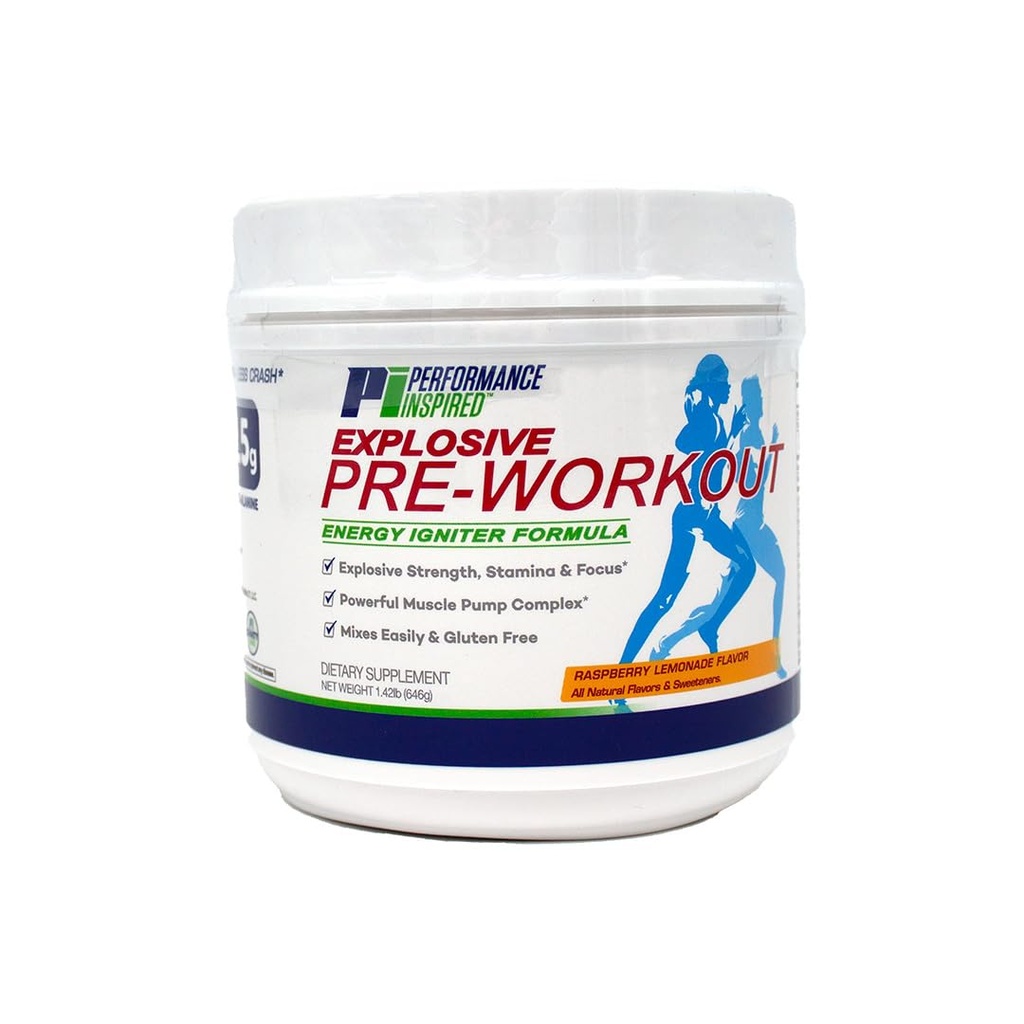 אבקת Pre-Workout - All Natural - G-Free & Vegan Formula - Contains Citrulline - Nitrosigine - Green Tea - Arginine - Betaine - Betaine - Raspberryade - 23.84 Ouncece