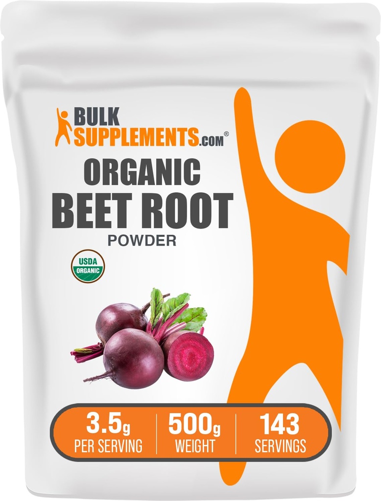 BulkSupplements.com Organic Beet Root אבקה - Superfood Supplement, Beet Root Supplements - Vegan & Gluten Free, 3.5g לכל שרת, 500g (1.1 lbs) (Pack of 1)