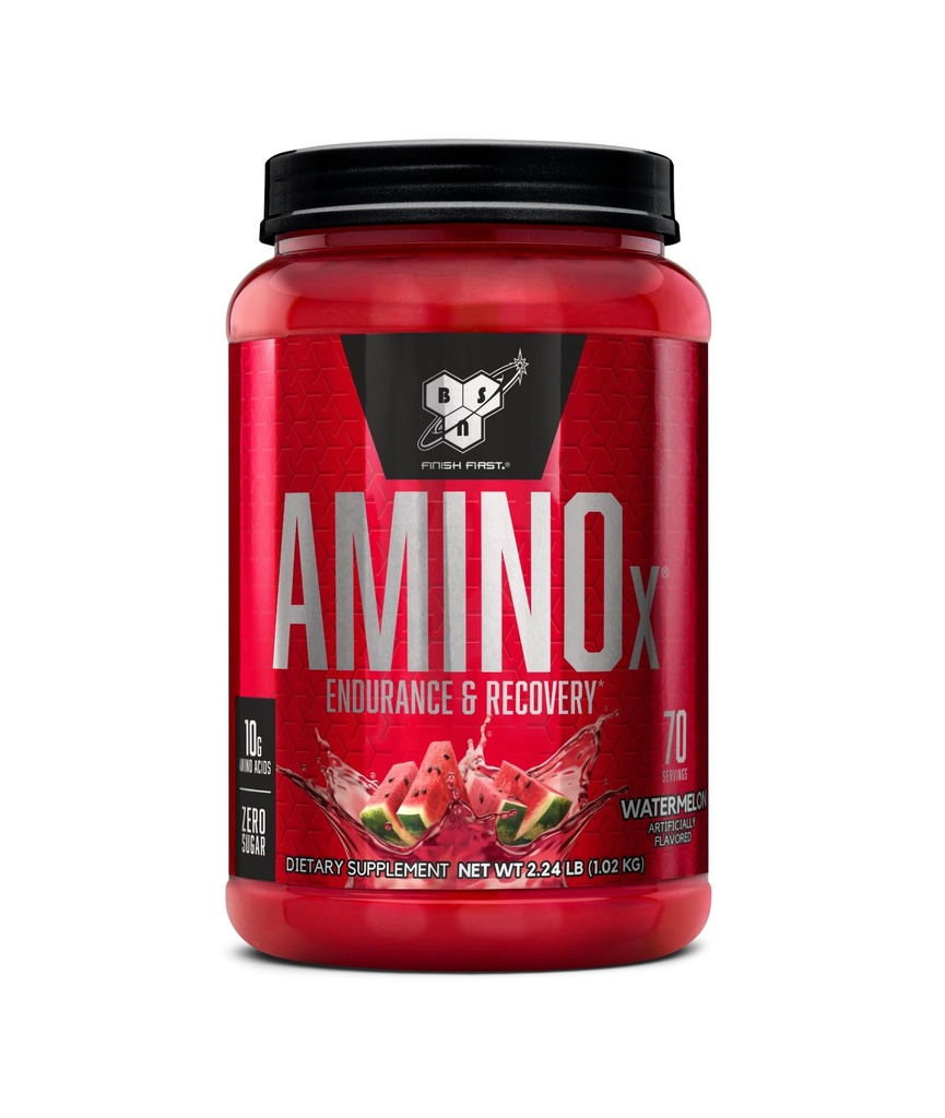 BSN Amino X Muscle Recovery & Endurance אבקת BCAAs, 10 גרמות של Amino Acids, Keto Friendly, Caffeine-Free, Support Endurance, Zero Sugar, Watermelon, 70 מנות, 35.84 Ounce (Packaging May Vary)