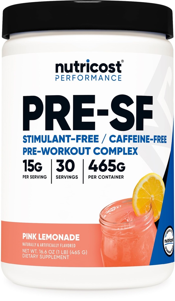 מזון זול Stim-Free Pre-Workout, 30 משרתים (Pink Lemonade) - Caffeine חינם, Stimulant חינם, non-GMO, Gluten Free