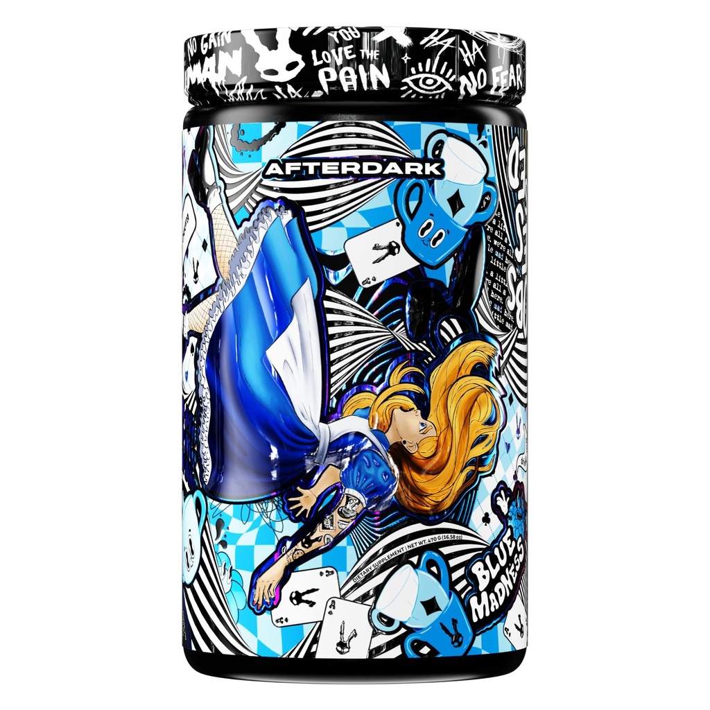 AFTERDARK INHUMAN Void Pre-Workout אבקה, חיבור משופר של Mind-Muscle, Sustained Energy, Potent Nootropic בלנדר, טבעוני, Gluten-Free, 400 מ"ג Caffeine, No Crash, Blue Madness, Blue Madness