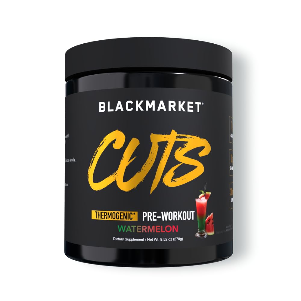 BlackMARKET CUTS Pre Workout - משקאות מטבוליים עבור גברים ונשים, גדול עבור שריר הגדרה, Thermogenic, Creatine חינם (מים, 30 משרתים)