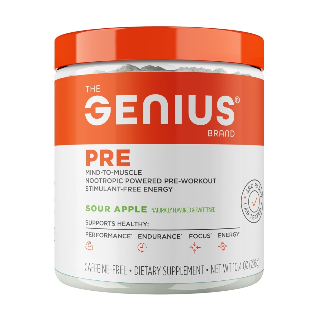 אבקת עבודה חדשנית, Sour Apple - All-Natural Nootropic Pre-Workout & Caffeine חינם Nitric Oxide Booster תוספת עם Betaine & Alpha GPC - No Artificial Flavors, Sweeteners, או Dכן