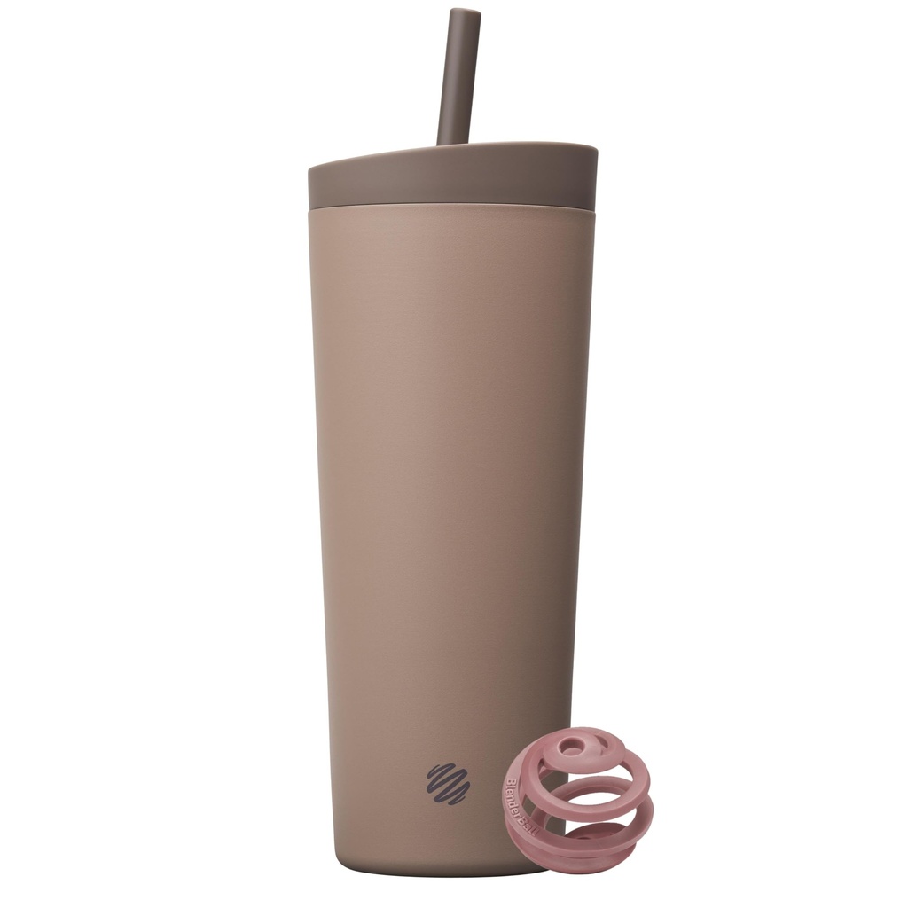 בלנדר בוטל 2-in-1 Insulated Stainless Steel Shaker Tumbler, Swig Leakהוכחה Lid, Straw, BelerBall, BPA Free, for Protein Shakes, Smoothies, and Pre Workout, 24 oz, Brown (Cocoa)