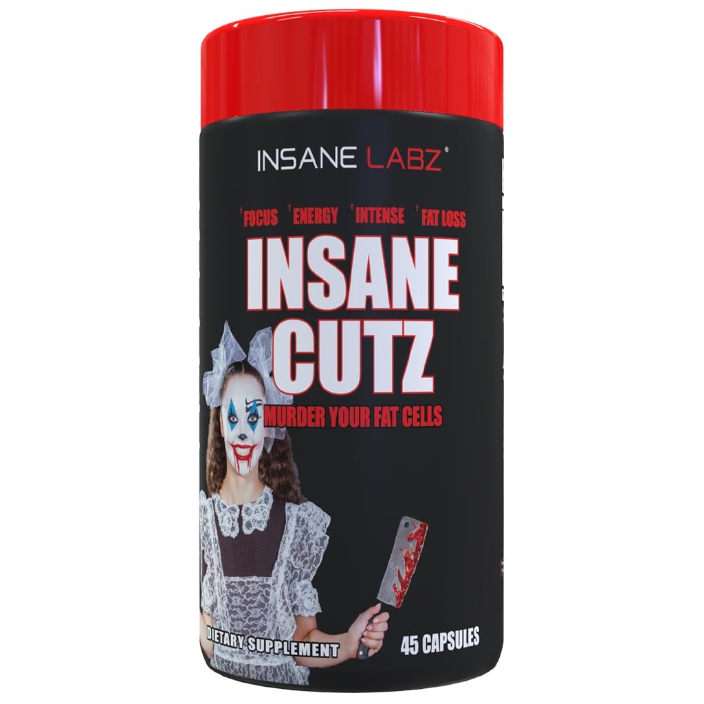 Insane Labz Insane Cutz Intense Fat Burner for Men and Women, Thermogenic Weight Loss Supplement with Dandelion Root Extract Fueled by AMPiberry, Appetite Suppressant - 45 Daily Srvgs (45 Capsules)