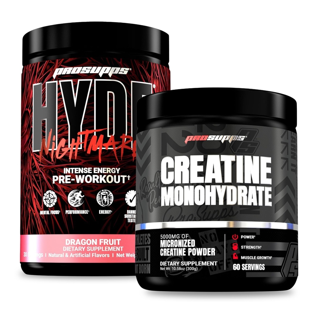 ProSUPPS הייד Nightmare Intense Energy Pre-Workout, Dragon Fruit, and Creatine 300 Bundle