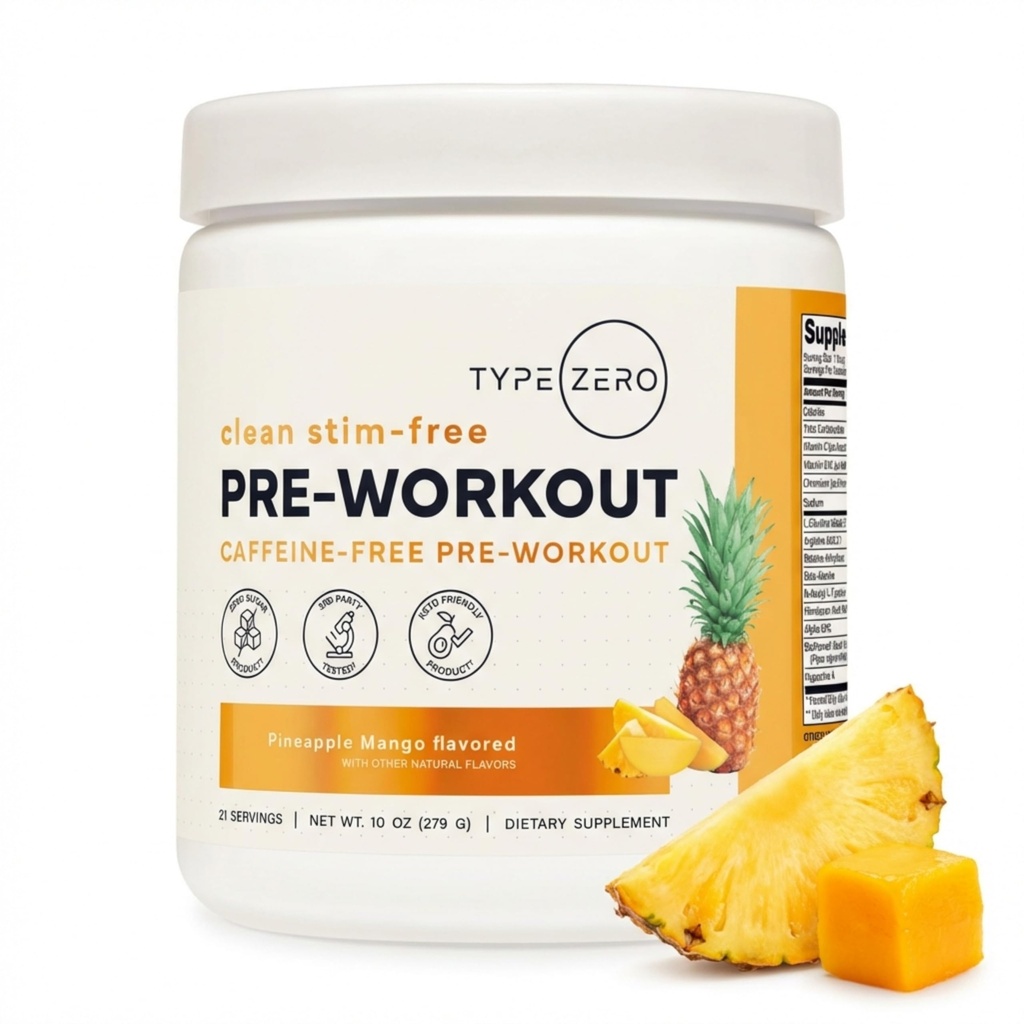 סוג Zero ניקוי Stim Free Pre Workout אבקת + Nitric Oxide Booster עם L-Citrulline Malate, Arginine AKG, Betaine - Caffeine & Stimulant חינם - Pineapple מנגו פלמור, 21 משרתות