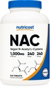 חומרים מזינים N-Acetyl L-Cysteine (NAC) 1000 מ"ג, 240 טבליות טבעוניות - GMO חינם, Gluten Free, Vegetarian Supplement