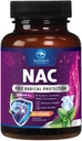 תוסף NAC - 1200 מ"ג לשרת N-Acetyl-L-Cysteine - תמיכה אופטימלית בחיסון עם אנטיקסידנטים Powerful - Respiratory & Liver Health Support - Gluten Free, בבקבוק בארה"ב - 60 קפסולות