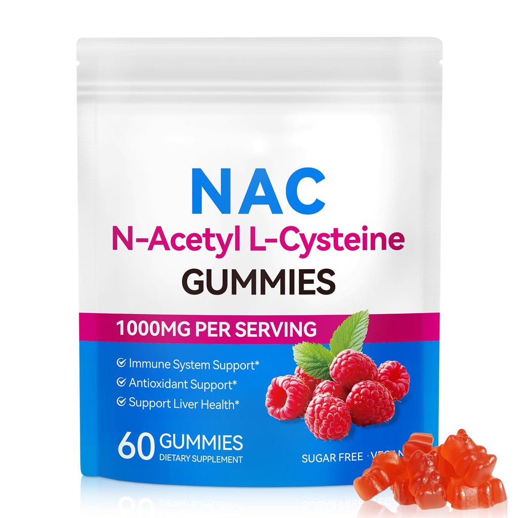 Daiasns NAC חניכיים למבוגרים וילדים 1000 מ"ג - תוספת NAC N-Acetyl Cysteine תומך Lung & Liver Detox, Antioxidant & Immune Defense, Strawberry Flavor 60 ספירה