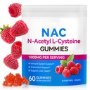 NAC חניכיים לילדים ומבוגרים, תוסף NAC ללא סוכר, N-Acetyl Cysteine Lung & Liver Health, Antioxidants & Immune System, 60 Count Count