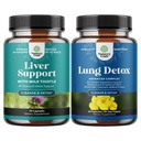Bundle של Liver Cleanse Detox & תיקון - תוספת חלב תוספת עבור Digestion & Immune בריאות עם Beetroot & Artichoke ו Lung Detox Mullein Leaf קפסולות עם NAC Quercetin & Cordyceps לחלץ
