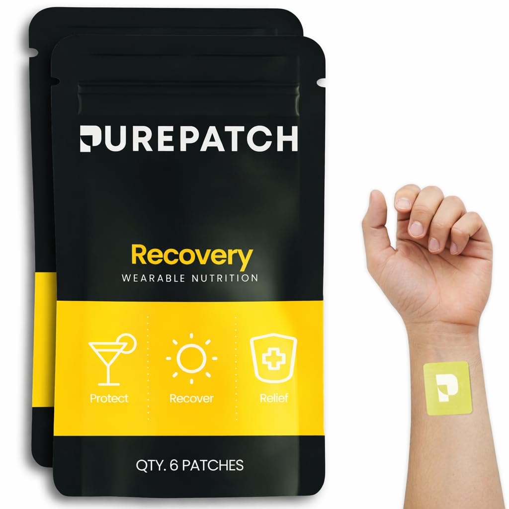 Pure Patch Recovery Patch - Plant- Based Vegan Topical Patch - DHM - NAC - Glutathione - B-Complex - non-ingestible - Water-Resistant - Gentle on Skin - Gluten Free - Made in USA - 12 Patches