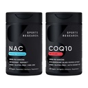 מחקר ספורט ® Antioxidant Support Pack - N-Acetyl L-Cysteine (NAC) 600 מ"ג, CoQ10 100 מ"ג משופר W/Coconut Oil & Bioperine - טבעוני Non-GMO) Gluten Freeten Freeten Free Gluten