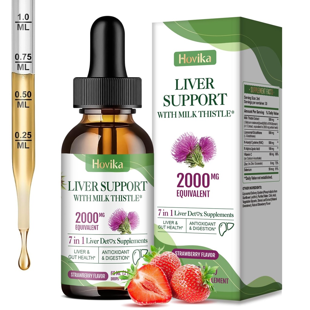 Liver Cleanse Detox & Fix Liver תומך חלב Thistle טיפות עם Glutathione, NAC, ALA, ויטמין C, Zinc & Selenium for Liver Cleanse & Defense, Immune & Skin Support - סטרוברי פלמור, 2 Fl Oz Oz Oz