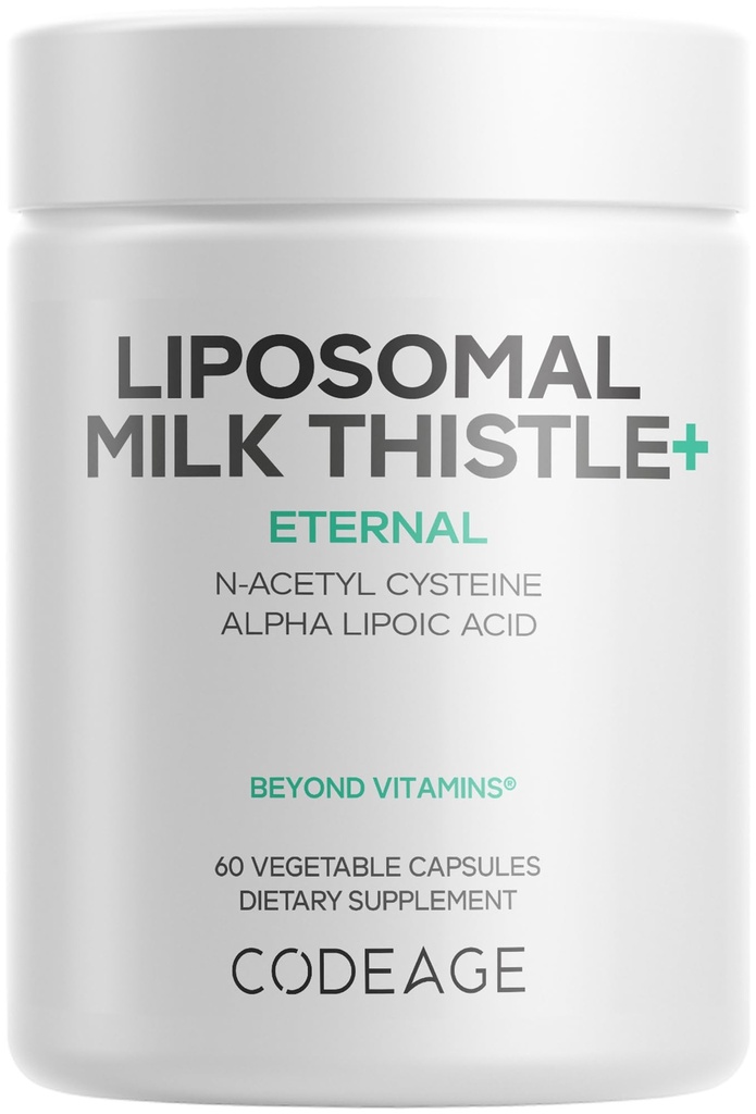 Codeage Liposomal Milk Thistle+ תוסף - Silymarin מ Silybum Marianum, NAC, Artichoke, Dandelion Root, Alpha Lipoic Acid, BioPerine, Liposomal Delivery - Non-GMO - 60 קפסולות
