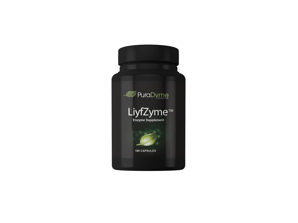 LiyfZyme Plant Based Digestive Enzyme תוסף - 180 Veggie Caps. PuraDyme By Lou Cornoa.