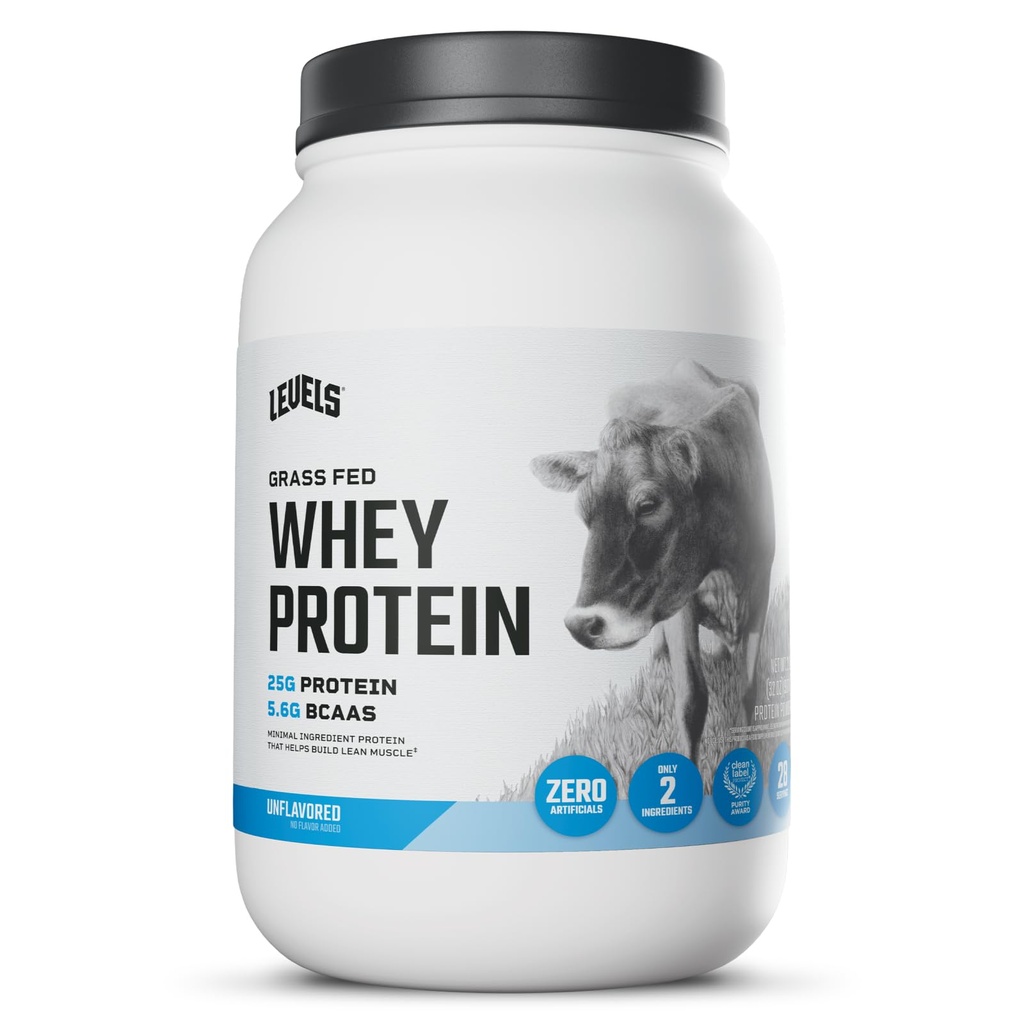 רמות Grass Fed Whey חלבון אבקת, לא מלאכותיים, 25G של חלבון, Unflavored, 2LB
