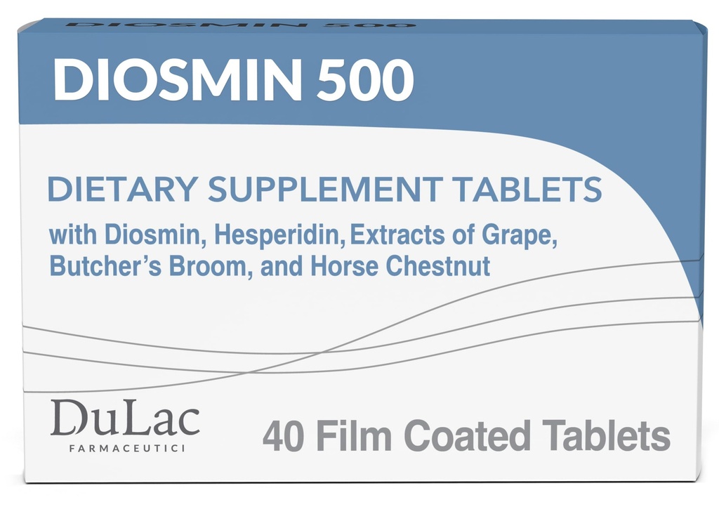Dulac Diosmin 500, Micronized Diosmin hesperidin Dietary תוסף 1000 מ"ג לכל המשרת, סוס צ'סטר אגוזי לחלץ, Broom & Red Grape לחלץ, תמיכה לרגל, 40 טבליות, מיוצר באיטליה