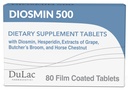 Dulac Diosmin 500, Micronized Diosmin Hesperidin Dietary תוסף 1000 מ"ג למנה, צ'סטר אגוזי שמן, תמצית Broom & Red Grape, תמיכה לרגל, 80 טבליות, מיוצר באיטליה.