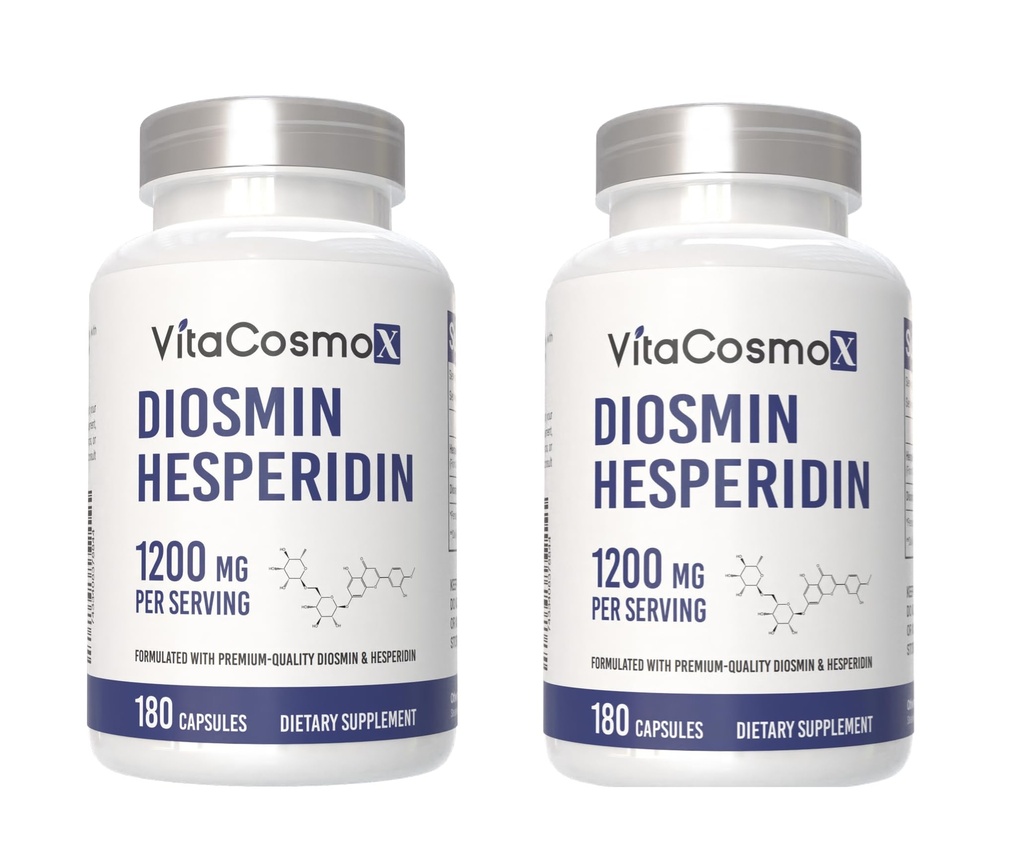 Dismin Hesperidin 1200 מ"ג מורכב, 180 קפסולות, Citrus Bioflavonoids פירות לחלץ, 100% Vegetarian, non-GMO & Gluten Free Diosmin עם מקס כוח - 2 Packs