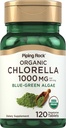 Piping Rock Chlorella | 1000mg | 120 טבליות | Blue-Green Algae | Broken Cell Wall Organic | Non-GMO, Gluten Free Supplement