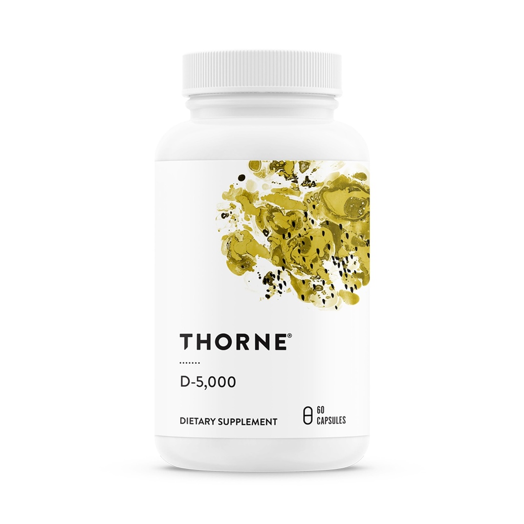 THORNE Vitamin D-5,000, Vitamin D3 Supplement, 5,000 IU, 60 Capsules