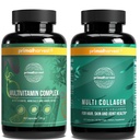 תוספי ה- Multivitamin & Collagen עבור נשים וגברים רבים כמוסות ויטמינים ו-Colagen Peptides Pills Bundle