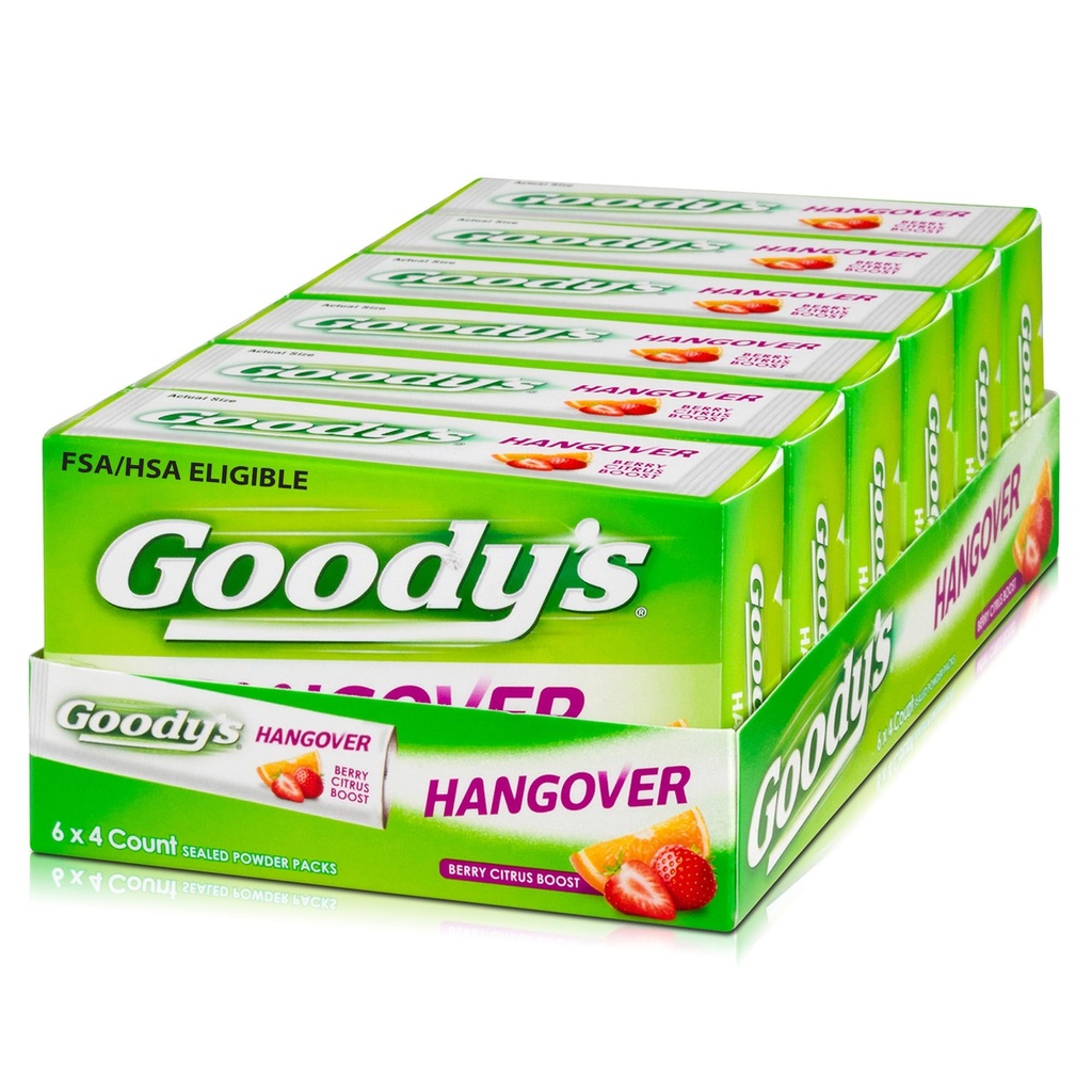 אבקת Hangover של גודי, הקלה בכאב מהיר, ברי Citrus Flavor, 4 אבקת Stick, 6 Pack