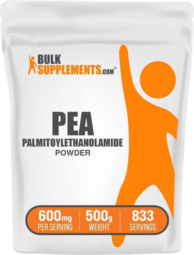BulkSupplements.com Palmitoylethanolamide אבקת - Pea Supplement, Palmitoylethanolamide for Immmune Support - Gluten Free, 600 מ"ג לשרת, 500g (1.1 lbs) (Pack of 1)