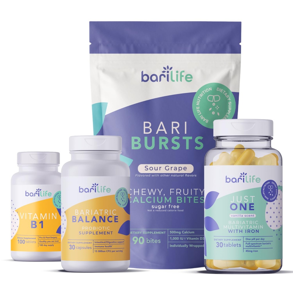 Bari Life Gastric ו- Gastric Bypass ויטמין ותוספת Starter Kit (Grape)