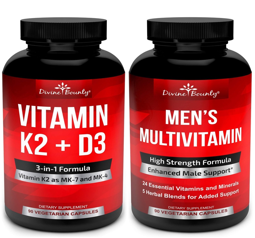 ויטמין Bunty ויטמין K2 עם D3 & Men's Multivitamin Bundle