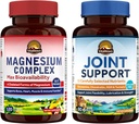 Vitalitown Magnesium + Glucosamine Chondroitin MSM Bundle (Pack of 2); Magnesium Complex (Item 1) & תמיכה משותפת * (Item 2) | 120 מגהנזיום קפסולות ו-90 קפסולות משותפות