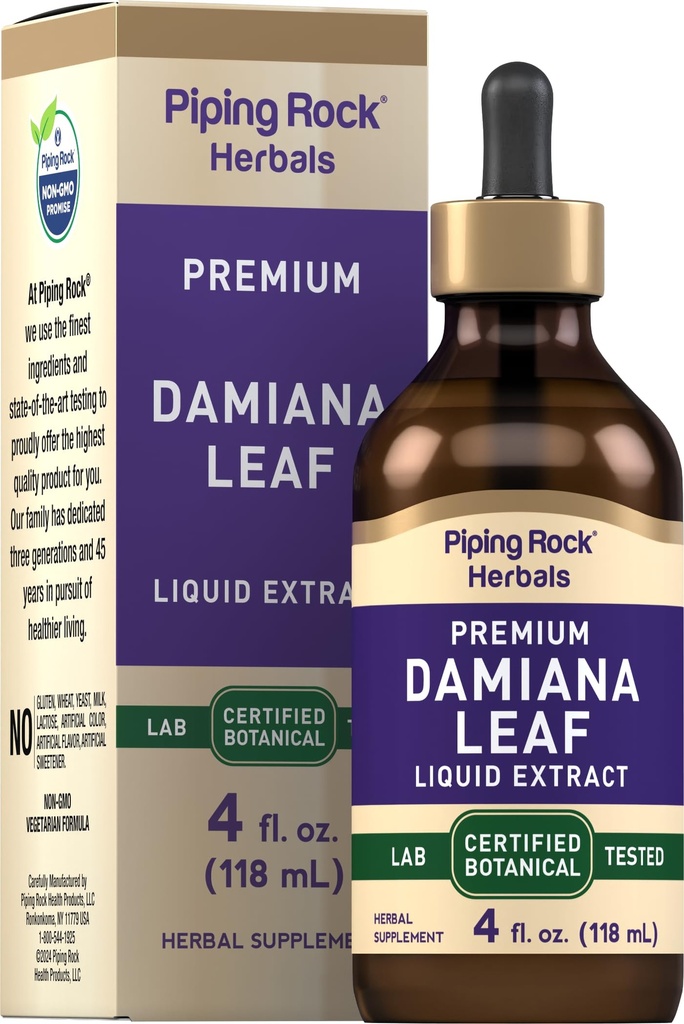 Piping Rock Damiana Leaf Herb Tincture | 4 fl oz
